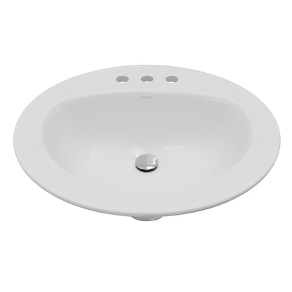 Valera 21" Oval Top Mount Vitreous China Bathroom Sink In White