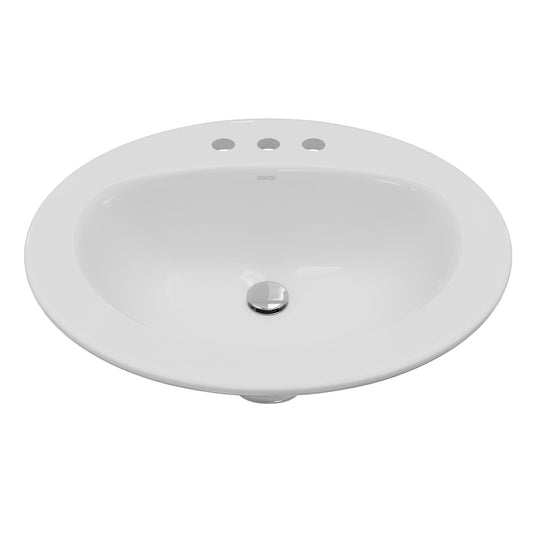 Valera 21" Oval Top Mount Vitreous China Bathroom Sink In White