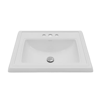 Valera 23" Rectangular Top Mount Vitreous China Bathroom Sink In White