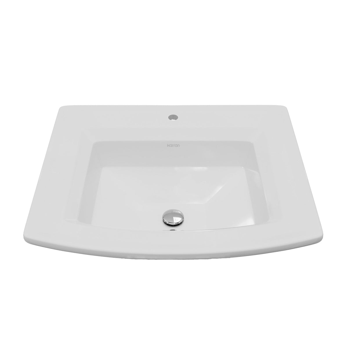 Valera 23" Curved Rectangular Top Mount Vitreous China Bathroom Sink In White
