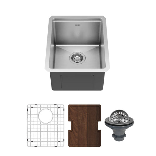 15" Undermount Single Bowl Stainless Steel Workstation Bar/Prep Sink