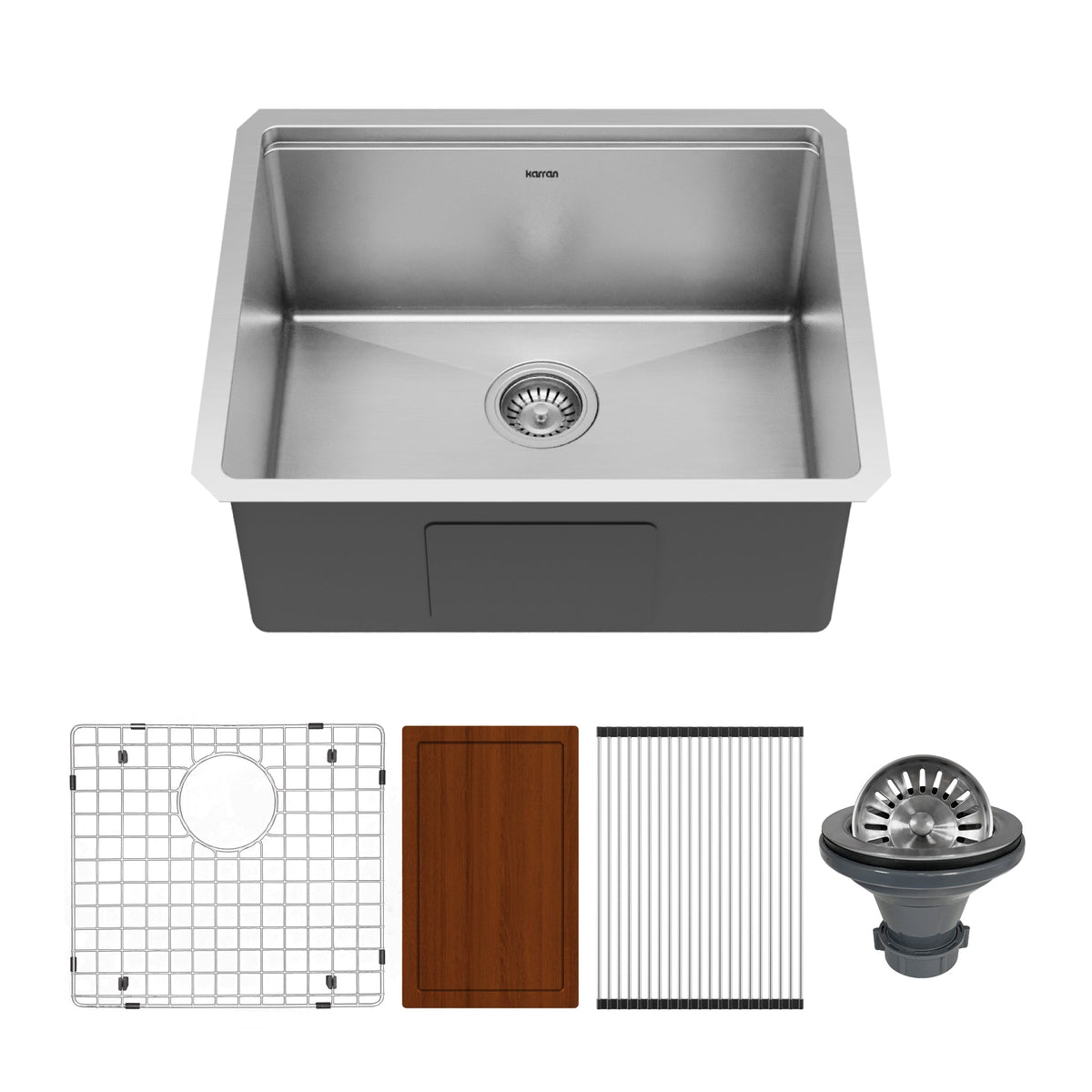 23" Undermount Single Bowl Stainless Steel Workstation Kitchen Sink