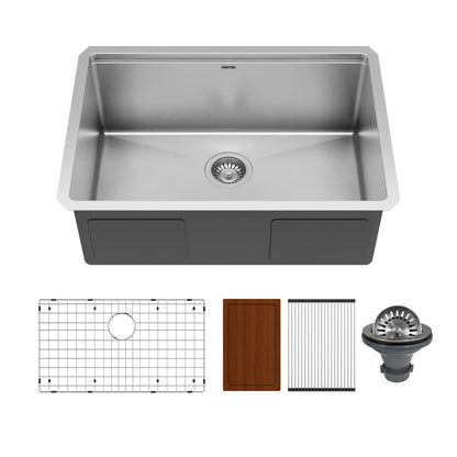27" Undermount Single Bowl Stainless Steel Workstation Kitchen Sink