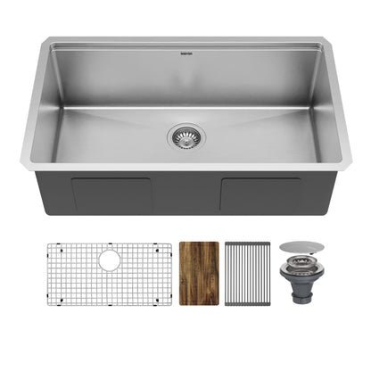 Elite 32" Undermount Workstation 16 Gauge Single Bowl Stainless Steel Kitchen Sink
