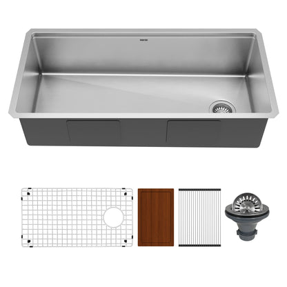 39" Undermount Extra Large Single Bowl Stainless Steel Workstation Kitchen Sink