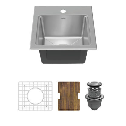 Elite  15" Top Mount 18 Gauge Single Bowl Stainless Steel Bar Kitchen Sink
