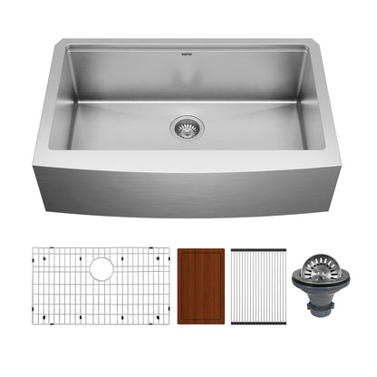 33" Farmhouse Large Single Bowl Stainless Steel Workstation Kitchen Sink