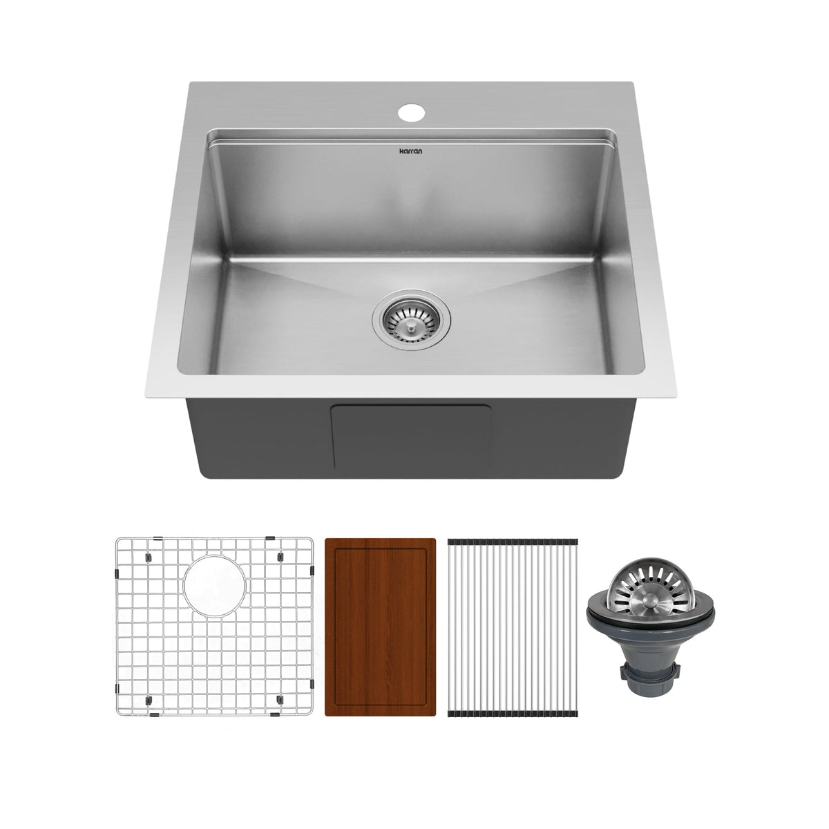 25" Top Mount Single Bowl Stainless Steel Workstation Kitchen Sink