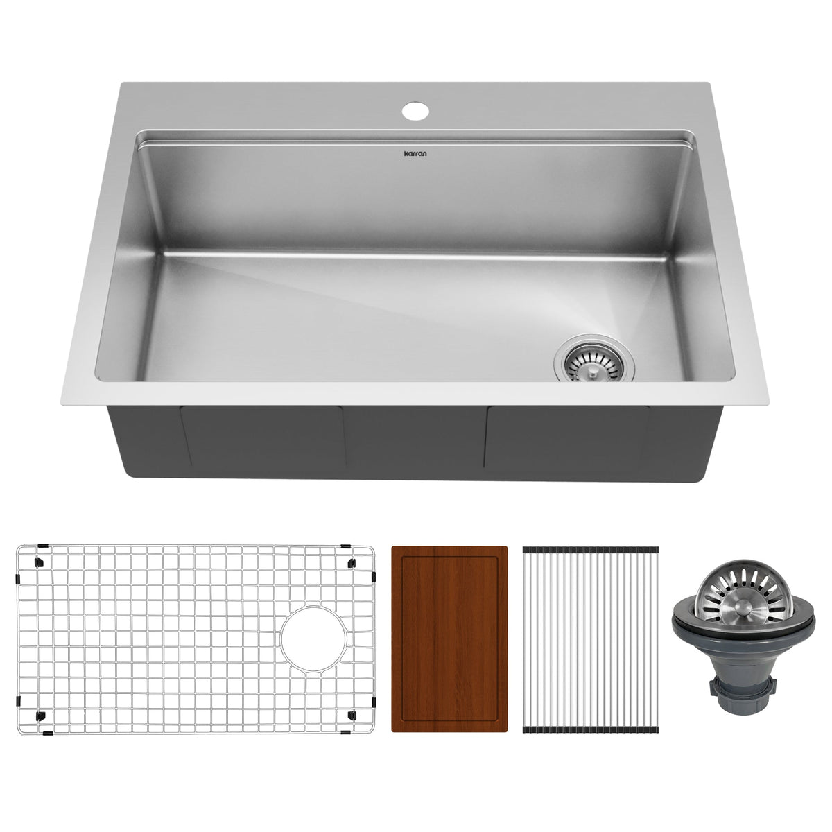 33" Top Mount Large Single Bowl Stainless Steel Workstation Kitchen Sink