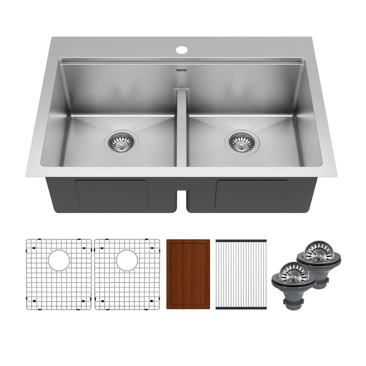 33" Top Mount Double Equal Bowl Stainless Steel Workstation Kitchen Sink