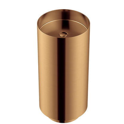 15" Pedestal Stainless Steel Bathroom Sink In Brushed Copper