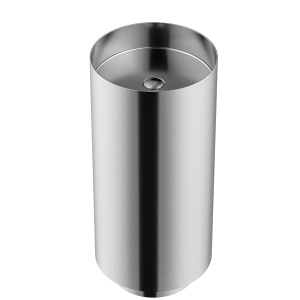 15" Pedestal Stainless Steel Bathroom Sink In Stainless Steel