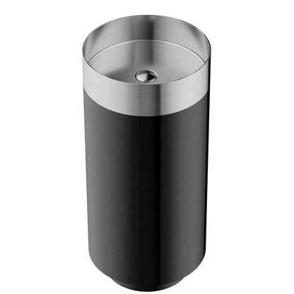 15" Pedestal Stainless Steel Bathroom Sink In Stainless Steel & Gunmetal Grey
