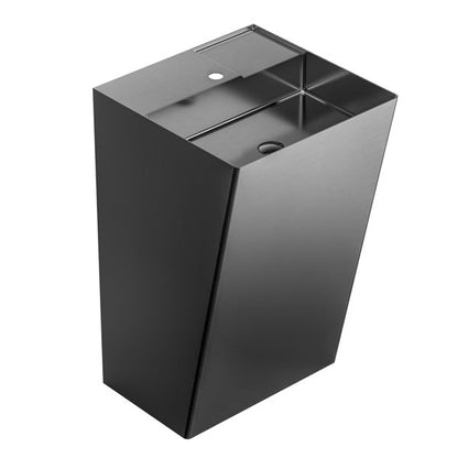 19-3/4" Pedestal Stainless Steel Bathroom Sink In Gunmetal Grey