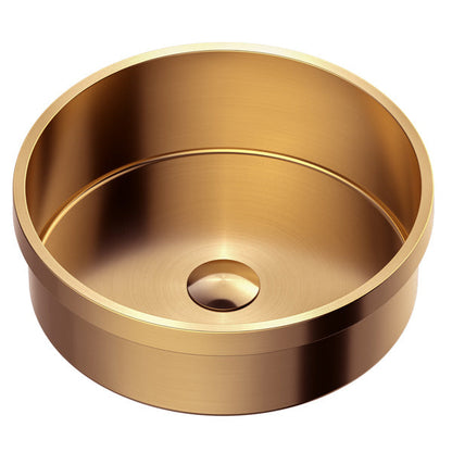 15" Top Mount Stainless Steel Bathroom Sink In Brushed Copper