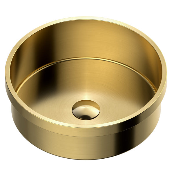 15" Top Mount Stainless Steel Bathroom Sink In Gold