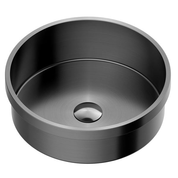 15" Top Mount Stainless Steel Bathroom Sink In Gunmetal Grey