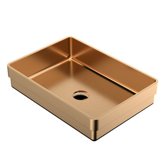 20" Top Mount Stainless Steel Bathroom Sink In Brushed Copper