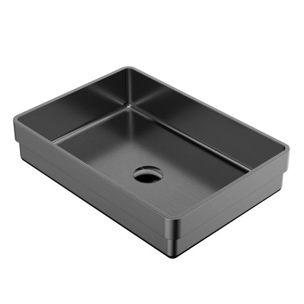 20" Top Mount Stainless Steel Bathroom Sink In Gunmetal Grey