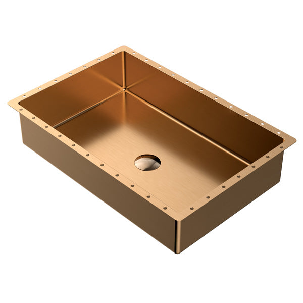 21-5/8" Undermount Stainless Steel Bathroom Sink In Brushed Copper