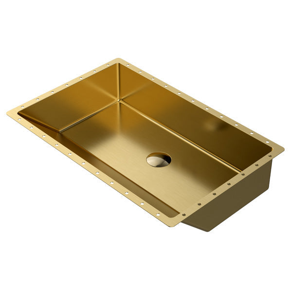 23-5/8" Undermount Stainless Steel Bathroom Sink In Gold