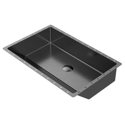 23-5/8" Undermount Stainless Steel Bathroom Sink In Gunmetal Grey