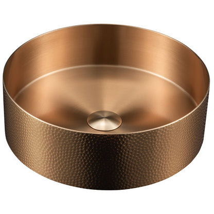 15" Vessel Stainless Steel Bathroom Sink In Brushed Copper
