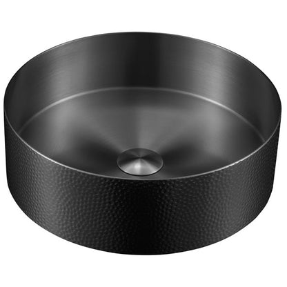 15" Vessel Stainless Steel Bathroom Sink In Gunmetal Grey
