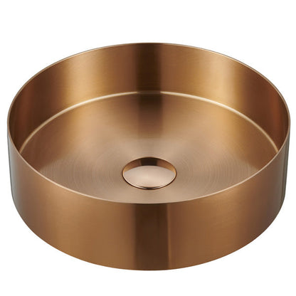14-1/4" Vessel Stainless Steel Bathroom Sink In Brushed Copper