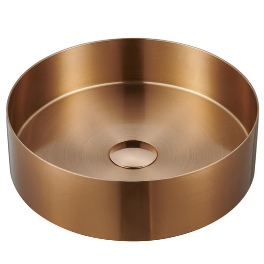 14-1/4" Vessel Stainless Steel Bathroom Sink In Brushed Copper