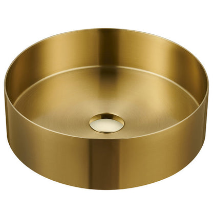 14-1/4" Vessel Stainless Steel Bathroom Sink In Gold