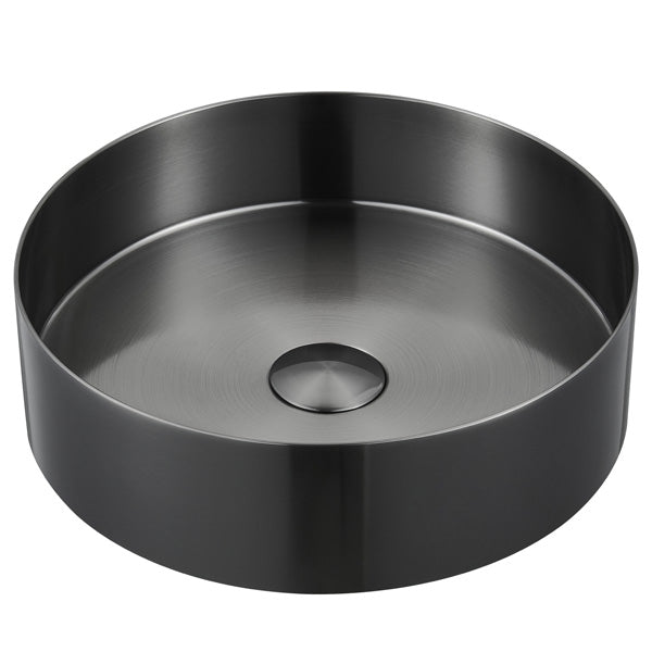 14-1/4" Vessel Stainless Steel Bathroom Sink In Gunmetal Grey