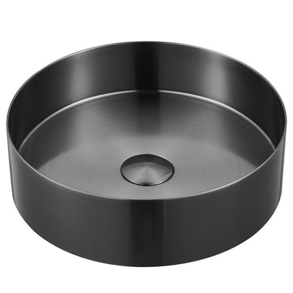 14-1/4" Vessel Stainless Steel Bathroom Sink In Gunmetal Grey
