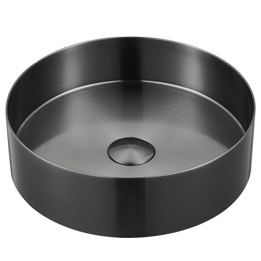 14-1/4" Vessel Stainless Steel Bathroom Sink In Gunmetal Grey