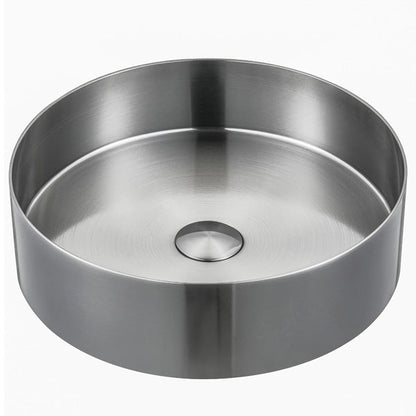 14-1/4" Vessel Stainless Steel Bathroom Sink In Stainless Steel