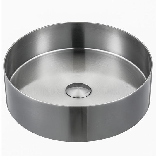 14-1/4" Vessel Stainless Steel Bathroom Sink In Stainless Steel