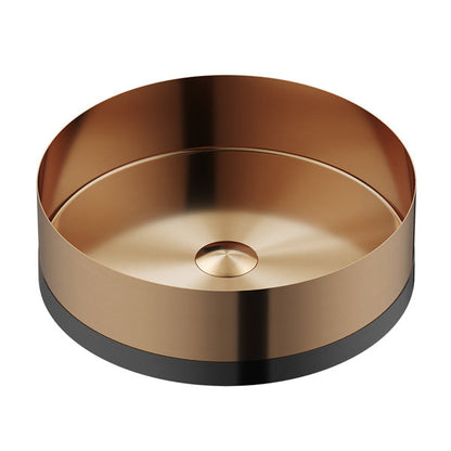 15-3/4" Vessel Stainless Steel Bathroom Sink In Brushed Copper & Gunmetal Grey