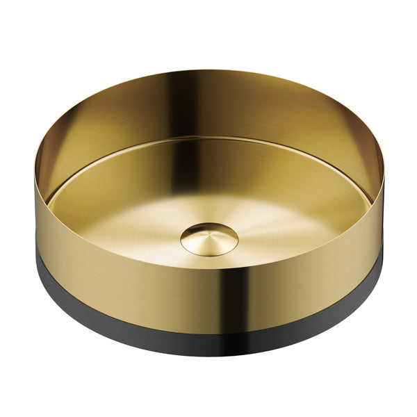 15-3/4" Vessel Stainless Steel Bathroom Sink In Gold & Gunmetal Grey