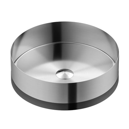 15-3/4" Vessel Stainless Steel Bathroom Sink In Stainless Steel & Gunmetal Grey