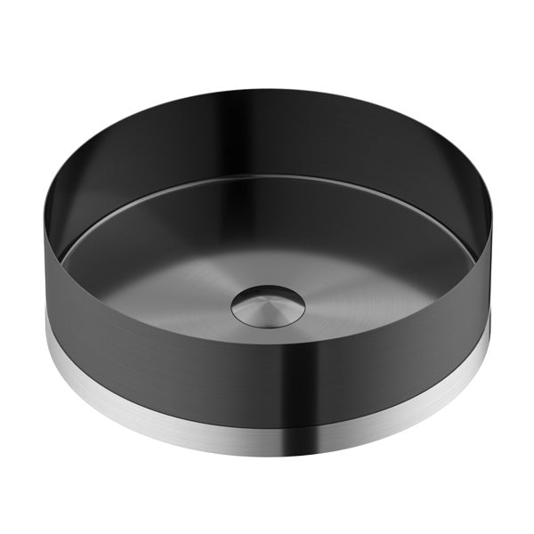 15-3/4" Vessel Stainless Steel Bathroom Sink In Gunmetal Grey & Stainless Steel