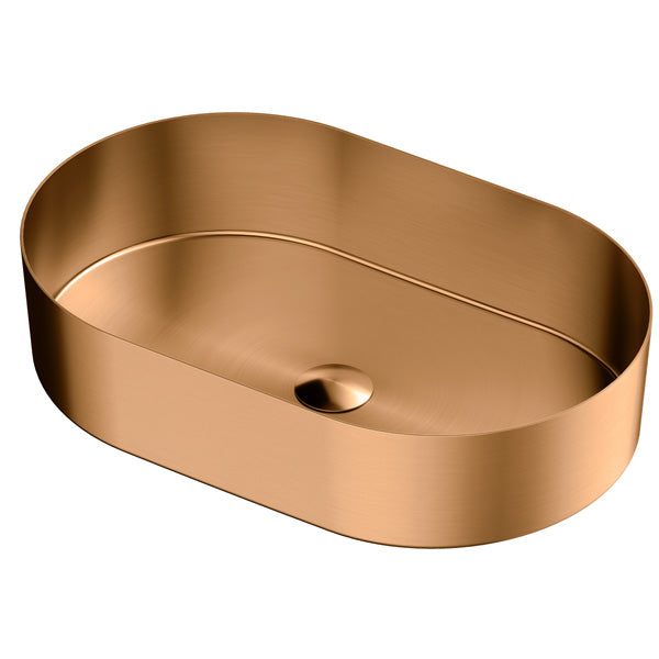 21-5/8" Vessel Stainless Steel Bathroom Sink In Brushed Copper