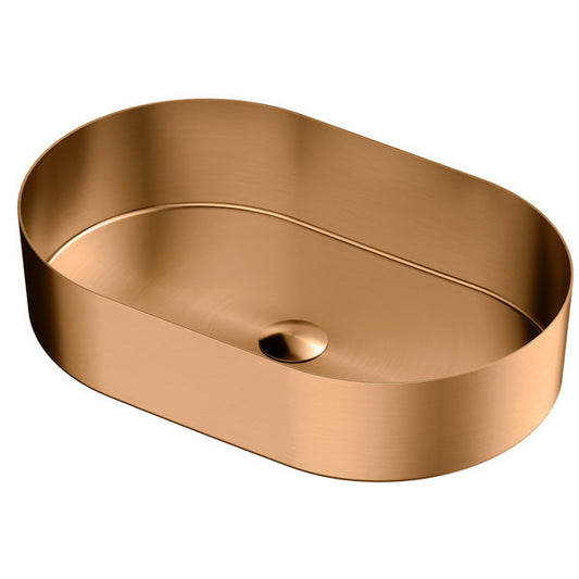 21-5/8" Vessel Stainless Steel Bathroom Sink In Brushed Copper