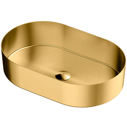 21-5/8" Vessel Stainless Steel Bathroom Sink In Gold