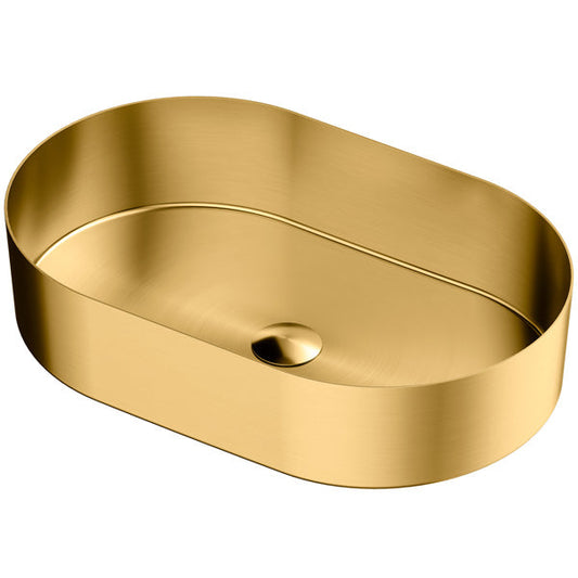 21-5/8" Vessel Stainless Steel Bathroom Sink In Gold