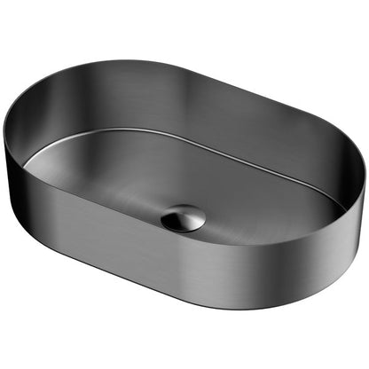 21-5/8" Vessel Stainless Steel Bathroom Sink In Gunmetal Grey