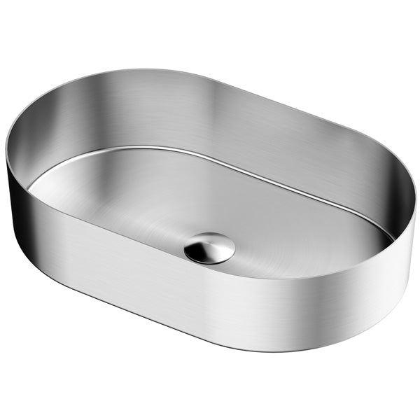21-5/8" Vessel Stainless Steel Bathroom Sink In Stainless Steel