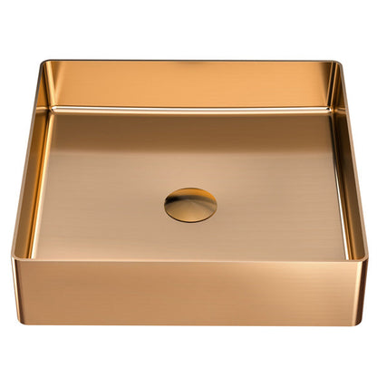 15-3/4" Vessel Stainless Steel Bathroom Sink In Brushed Copper