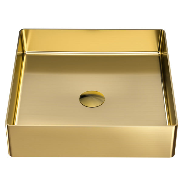 15-3/4" Vessel Stainless Steel Bathroom Sink In Gold