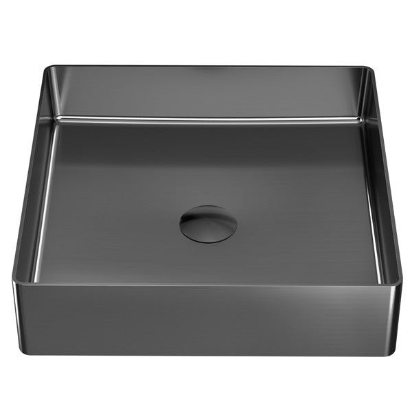 15-3/4" Vessel Stainless Steel Bathroom Sink In Gunmetal Grey