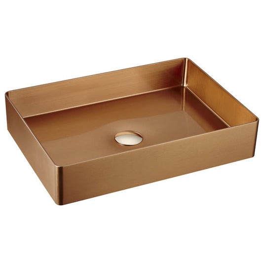 23-5/8" Vessel Stainless Steel Bathroom Sink In Brushed Copper